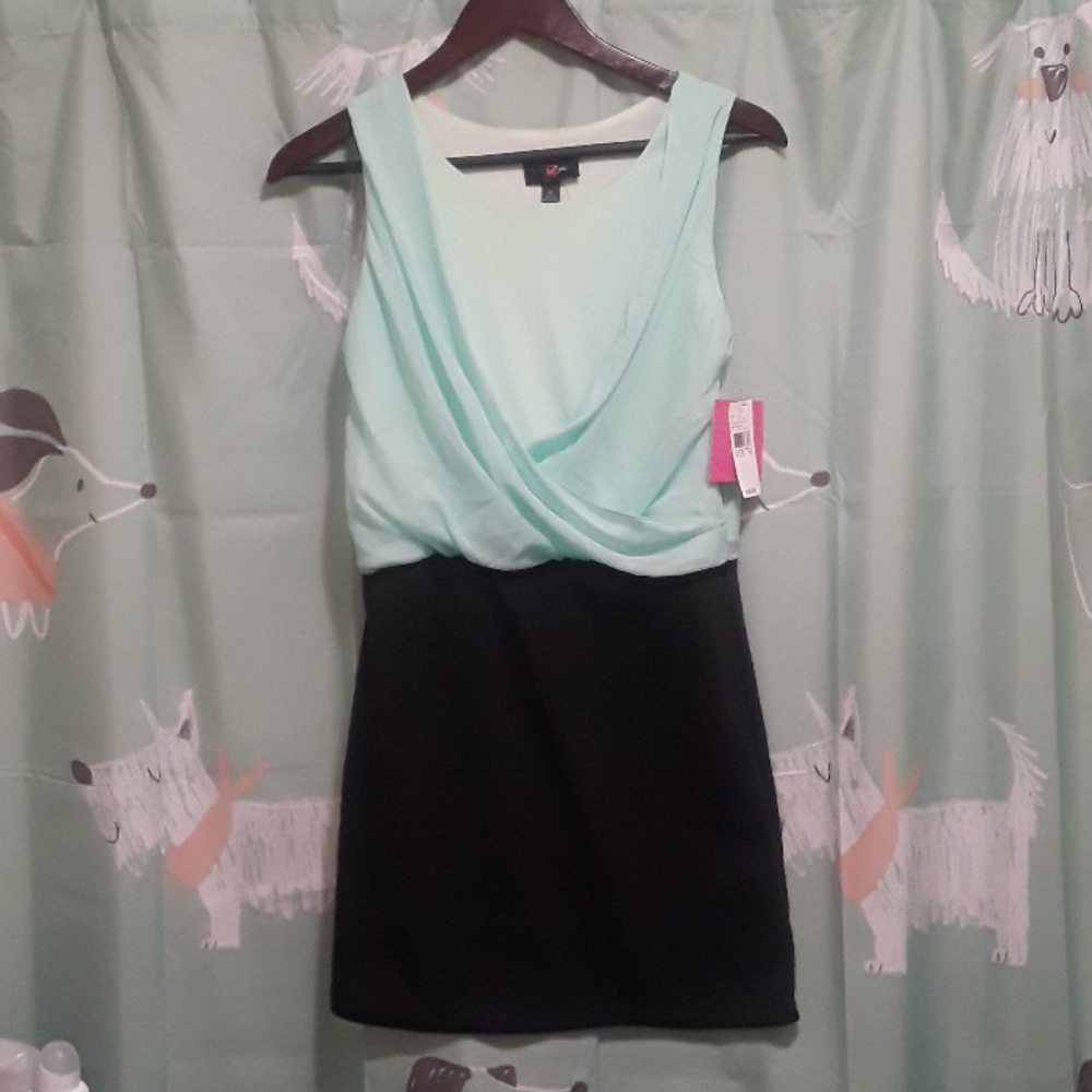 BEAUTIFUL IZ Byer Girl Dress Sz 16 Mint Green and Black